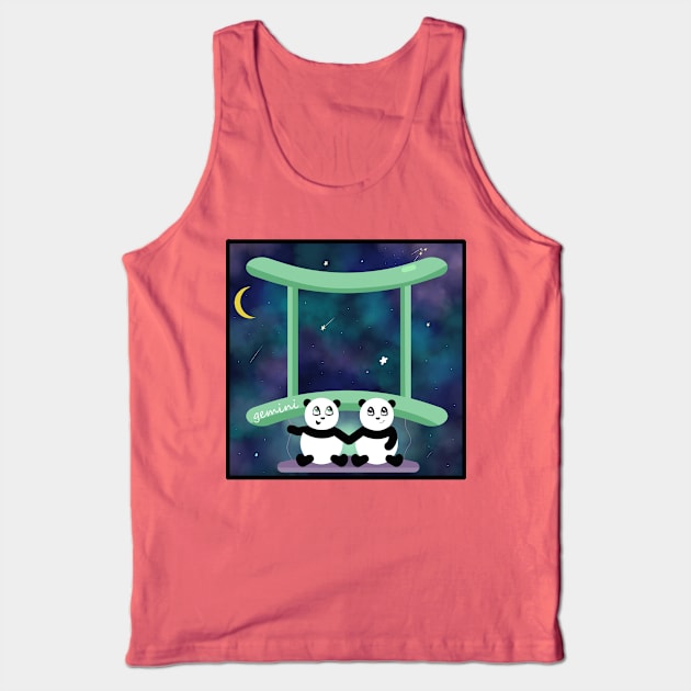 Gemini - Twin Panda Bear Cubs - Galaxy Sky Tank Top by PandLCreations